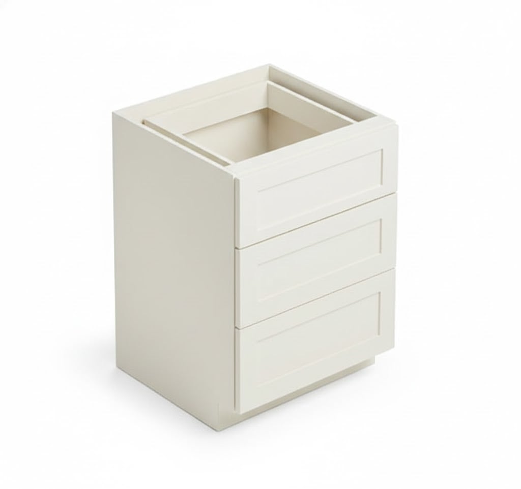 Three-Drawer Base Cabinet — Shaker Series