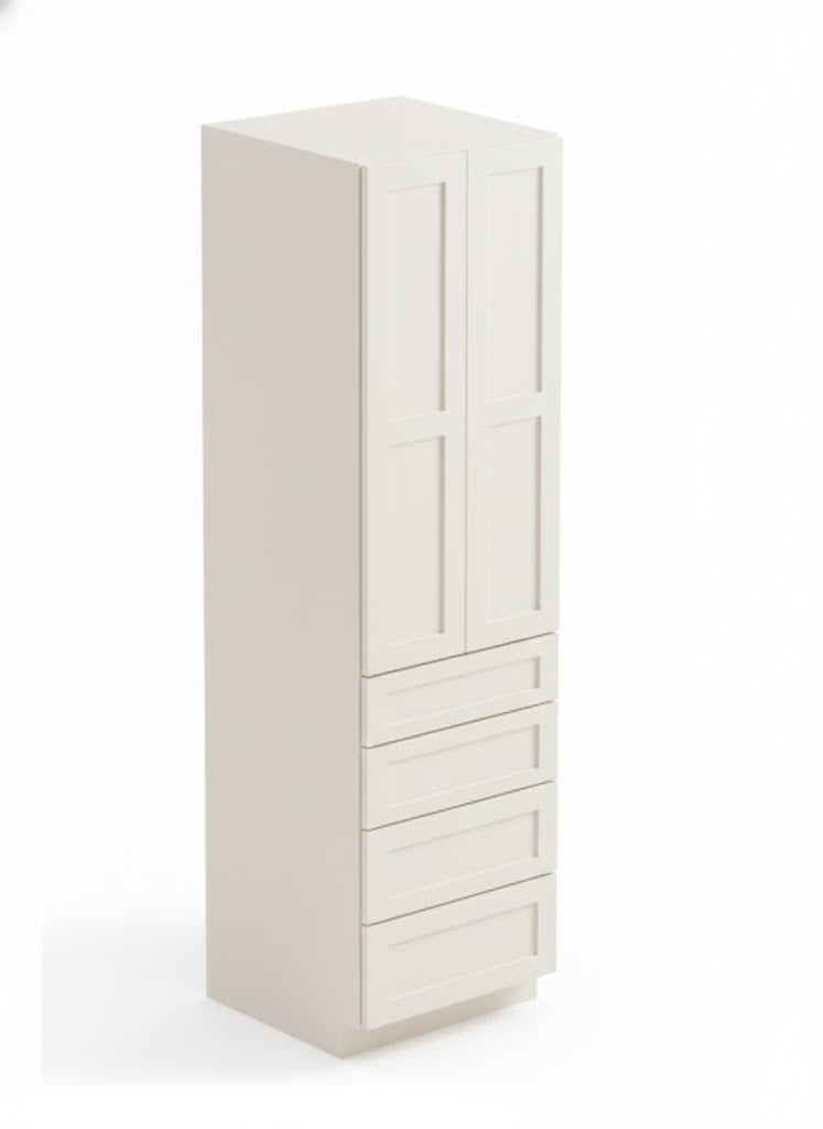 Double Door Tall Cabinet with Drawers — Shaker Series
